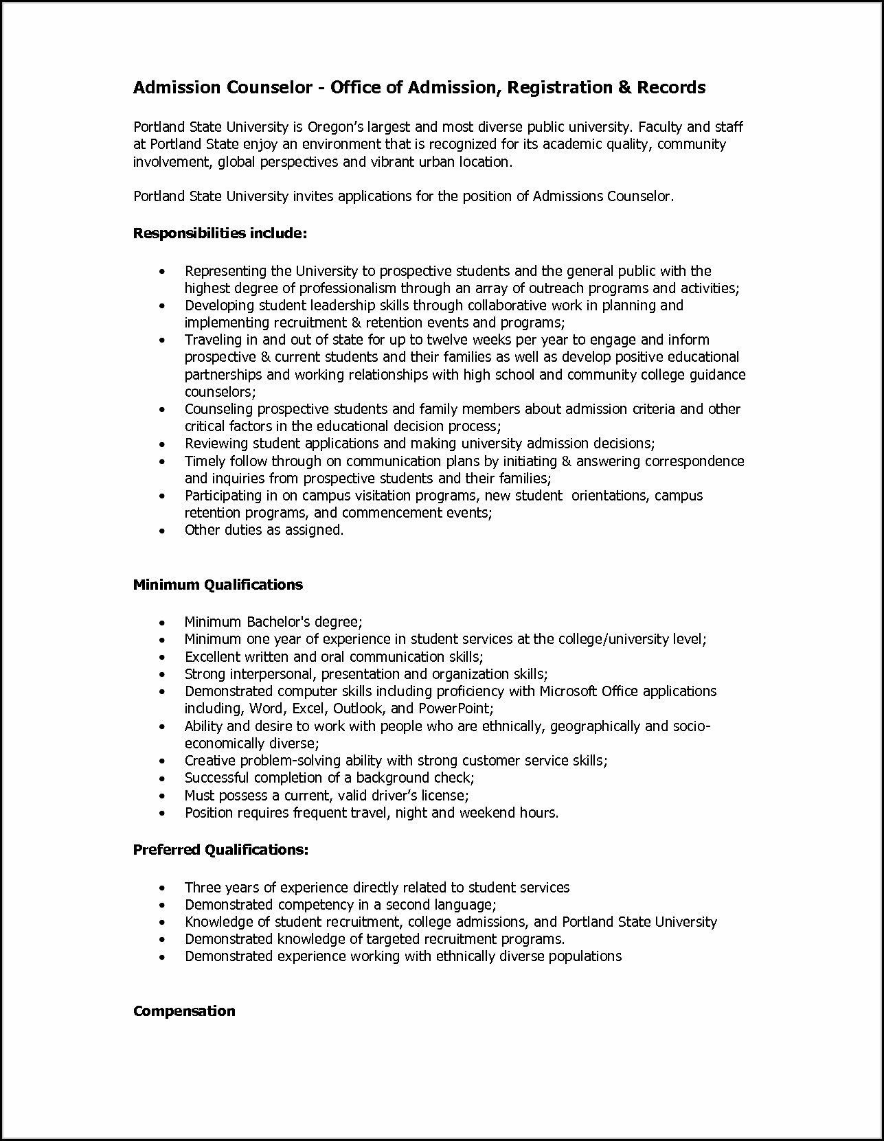 Cover letter admissions counselor position