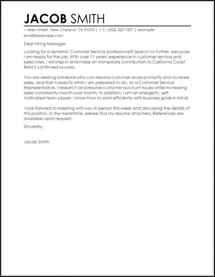 Free Cover Letter Examples For Customer Service Representative Free Cover Letter Examples For Customer Service Representative