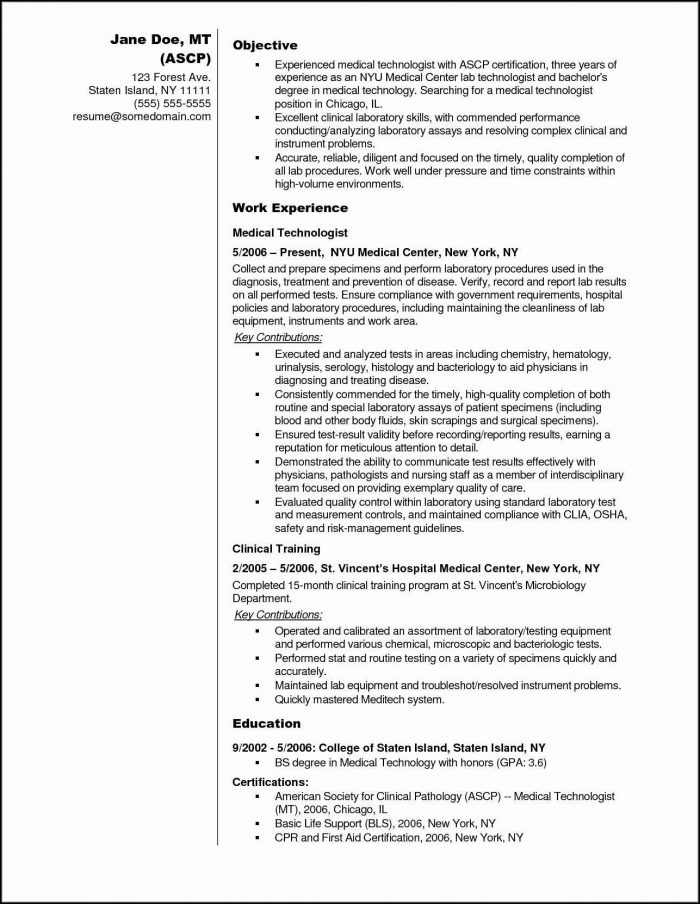 Medical Technologist Resume And Cover Letter Templates Medical Technologist Resume And Cover Letter Templates