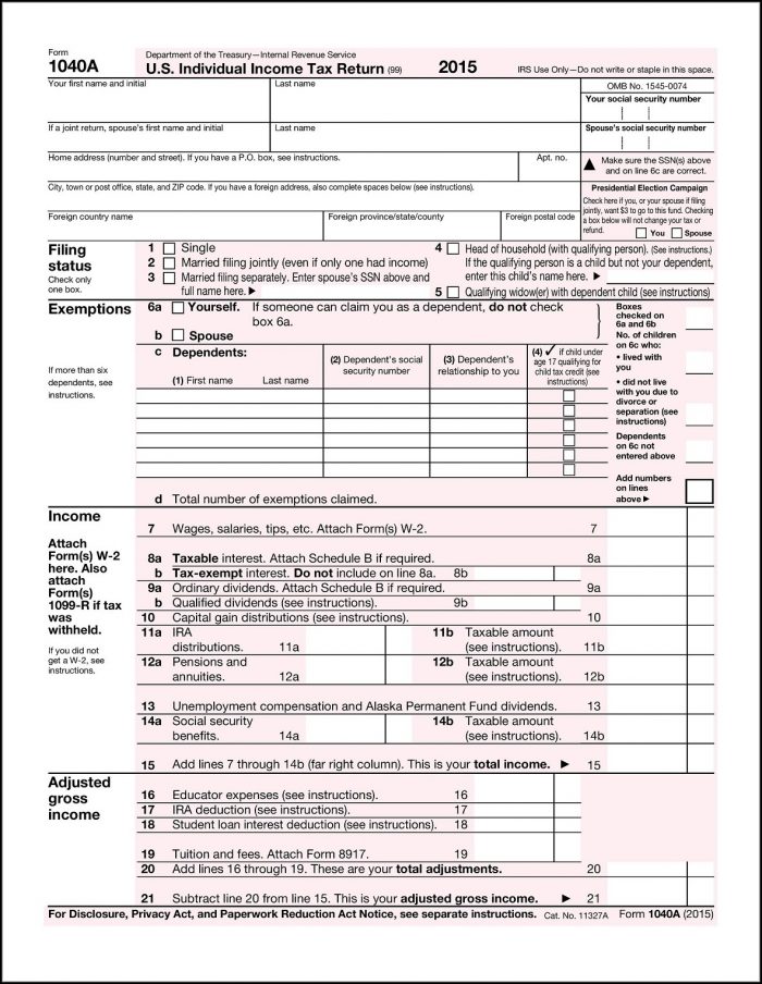 2014 Tax Forms 1040a 2014 Tax Forms 1040a