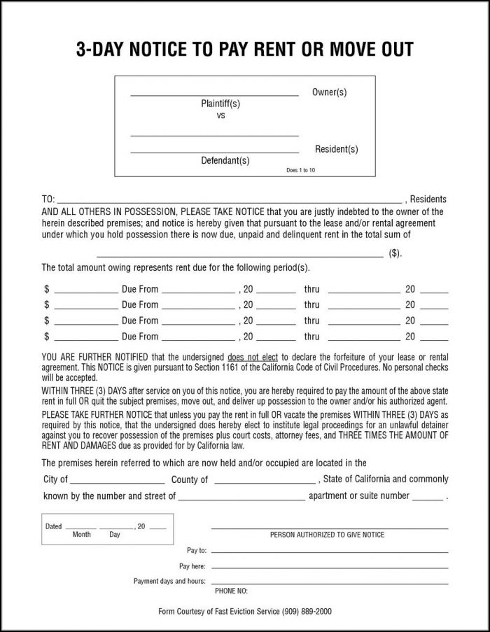 3 Day Eviction Notice Form Florida 3 Day Eviction Notice Form Florida
