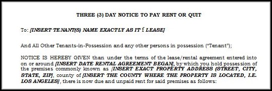 3 Day Notice To Vacate Form California 3 Day Notice To Vacate Form California