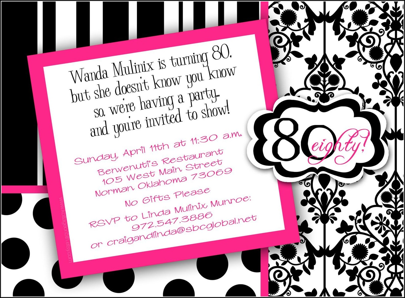 80th birthday invitation templates