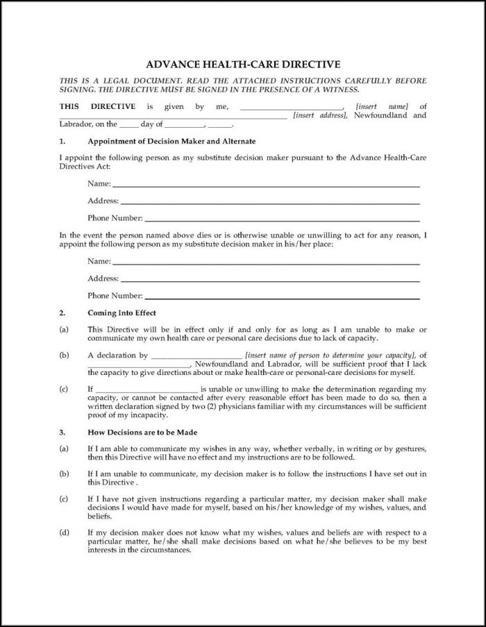 Advance Healthcare Directive Form California Advance Healthcare Directive Form California