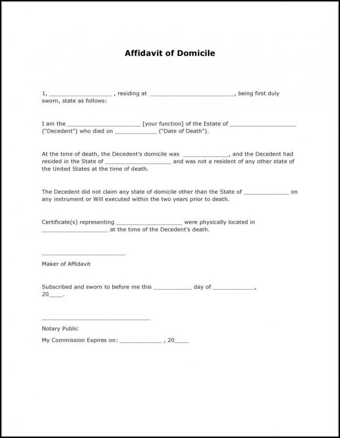 Affidavit Of Domicile Form Pdf Affidavit Of Domicile Form Pdf