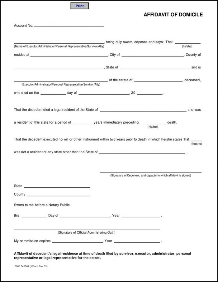 Affidavit Of Domicile Form Wells Fargo Affidavit Of Domicile Form Wells Fargo