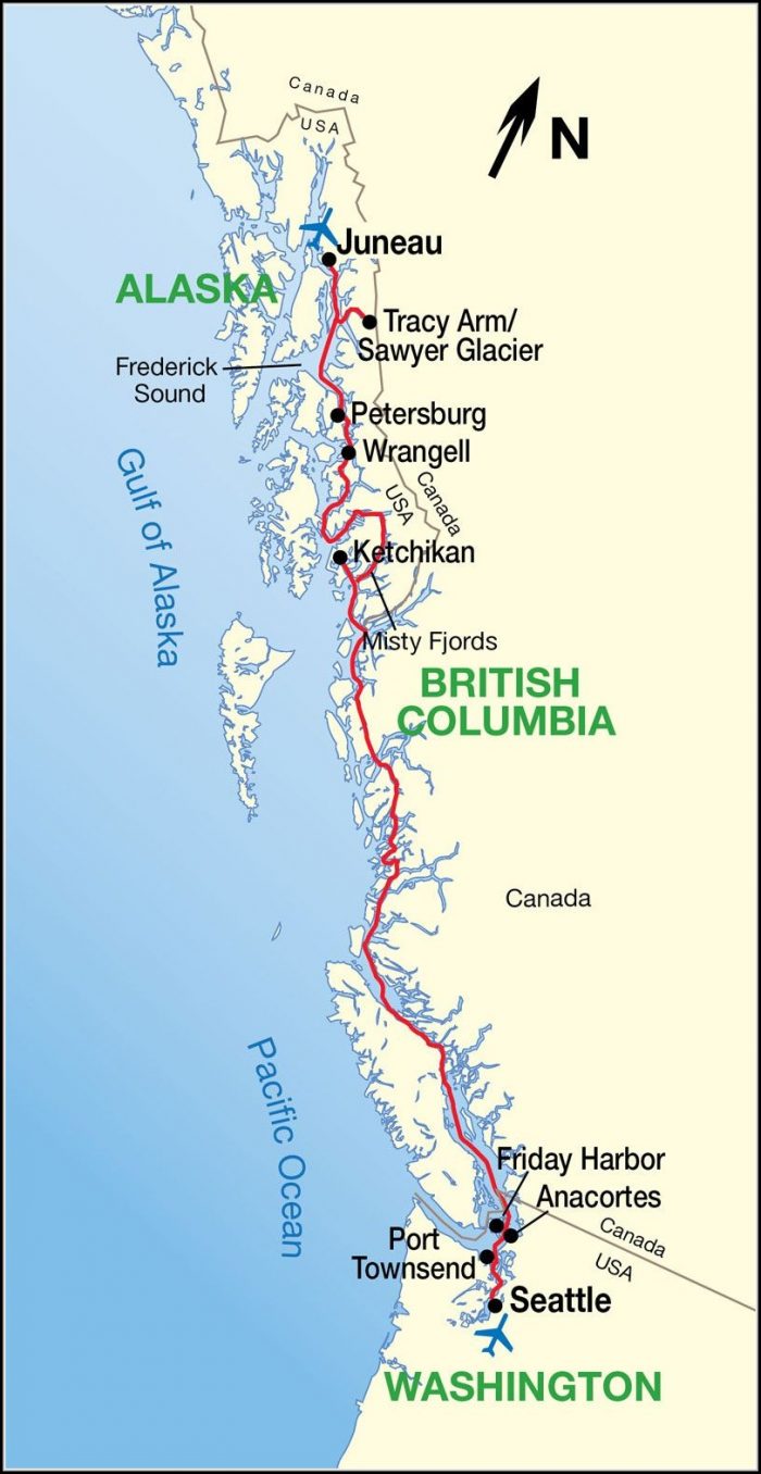 Alaska Inside Passage Cruise Map Alaska Inside Passage Cruise Map