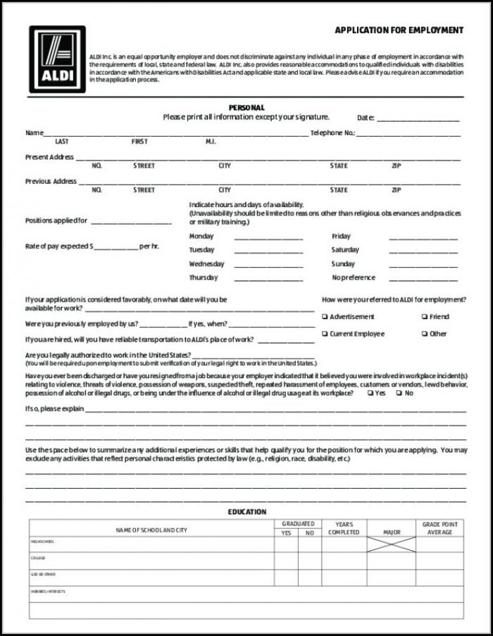 Aldi Job Application Form Online Aldi Job Application Form Online
