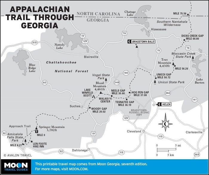 Appalachian Trail Map Georgia Appalachian Trail Map Georgia