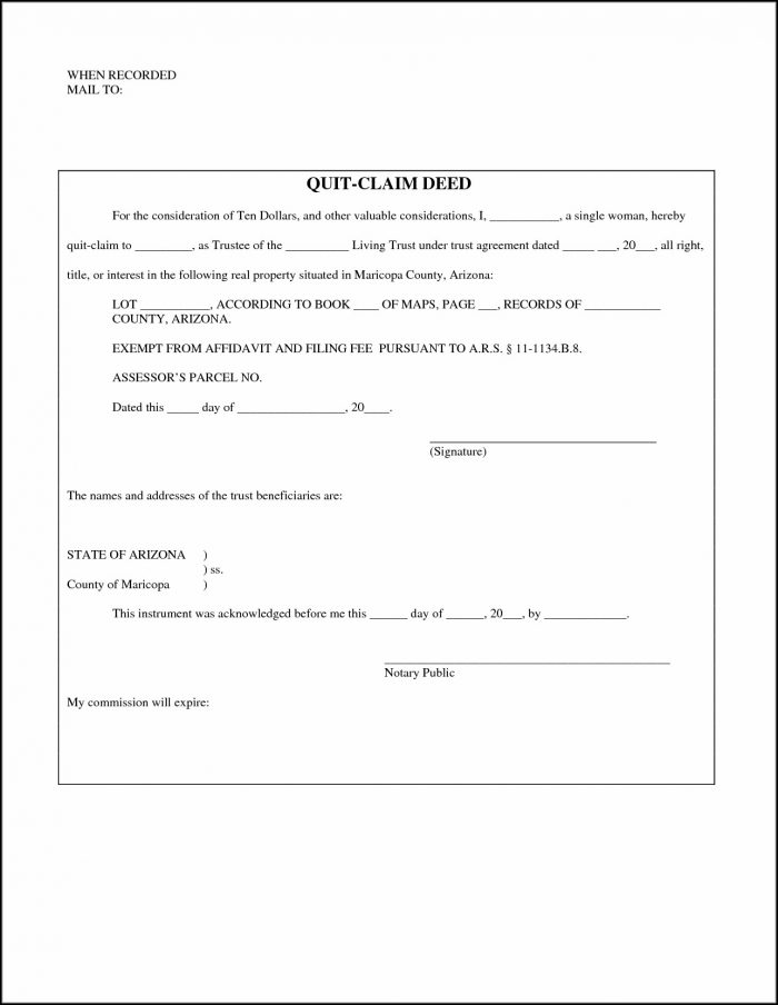 Arizona Quit Claim Deed Form Pima County Arizona Quit Claim Deed Form Pima County