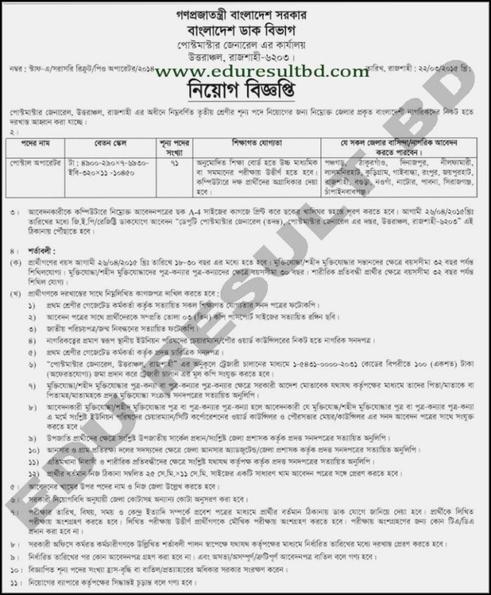 Bangladesh Post Office Job Application Form Bangladesh Post Office Job Application Form