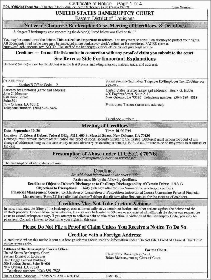 Bankruptcy Chapter 7 Forms Bankruptcy Chapter 7 Forms