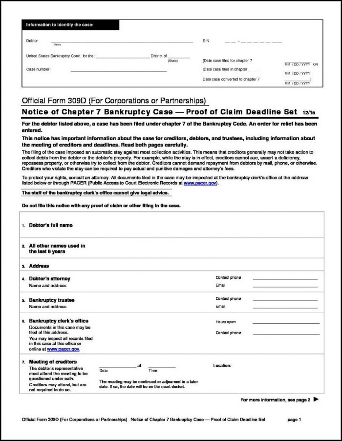 Bankruptcy Chapter 7 Forms Maryland Bankruptcy Chapter 7 Forms Maryland
