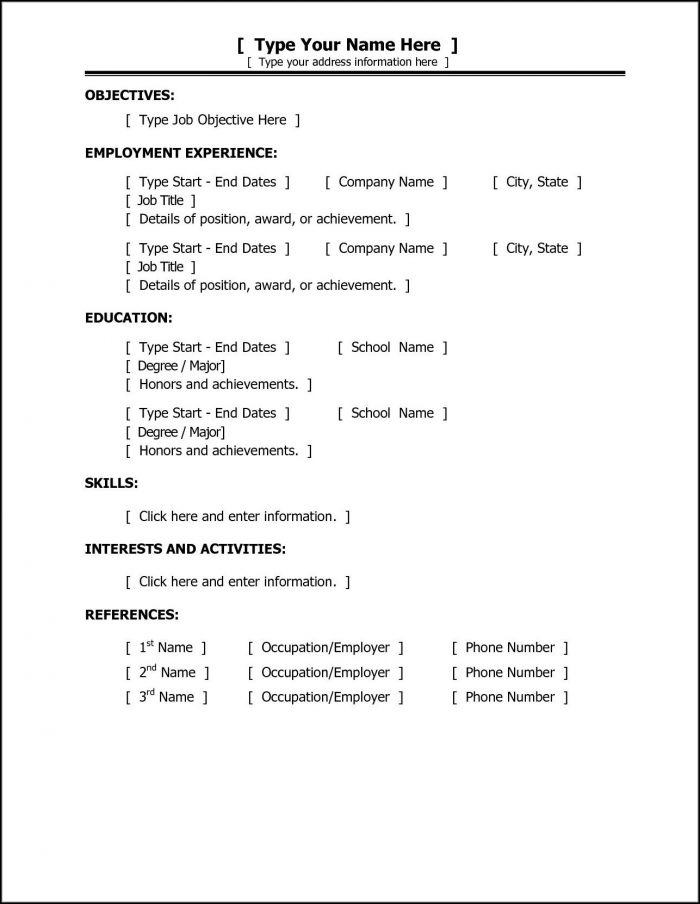 Basic Resume Template Examples Basic Resume Template Examples