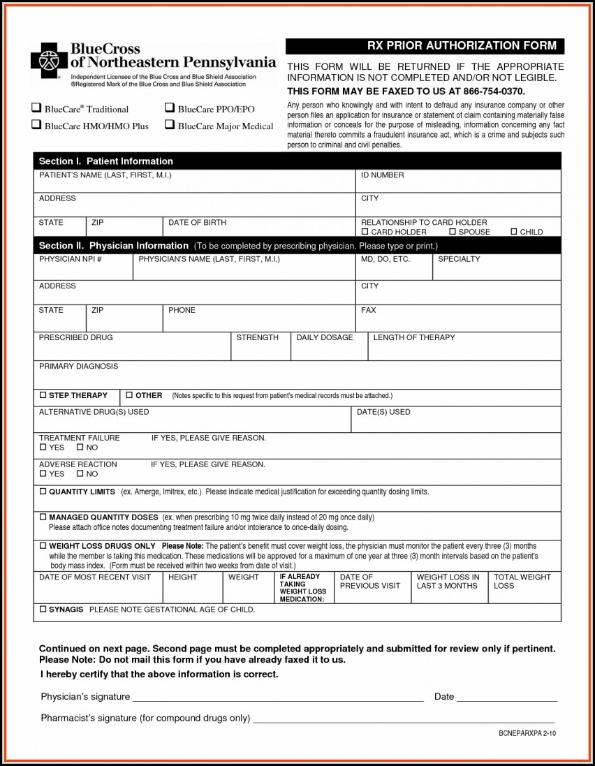 Bcbs Prior Authorization Form Form Resume Examples NRE34PV36x