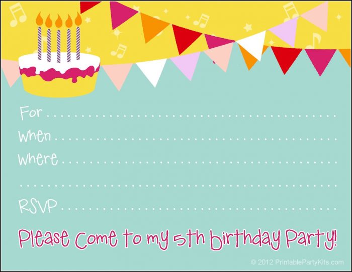 Birthday Party Invitation Card Template Free Birthday Party Invitation Card Template Free