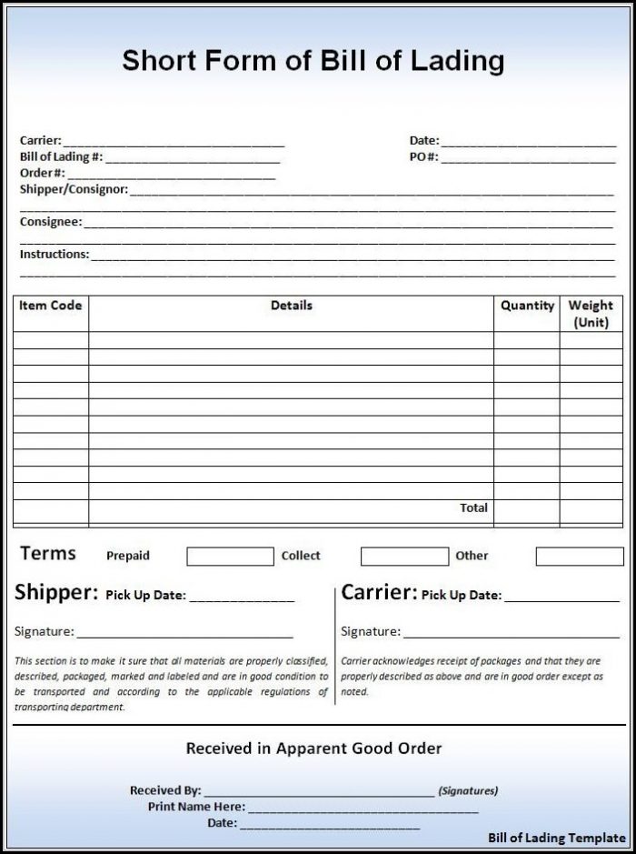 Blank Bill Of Lading Short Form Pdf Blank Bill Of Lading Short Form Pdf