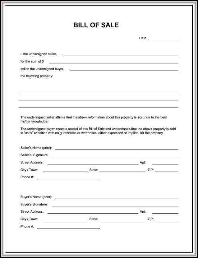 Blank Bill Of Sale Form Nc Blank Bill Of Sale Form Nc