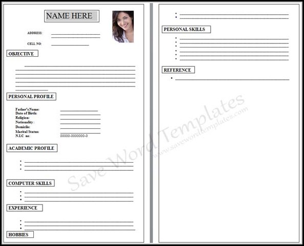 Blank Cv Form For Job Application Blank Cv Form For Job Application
