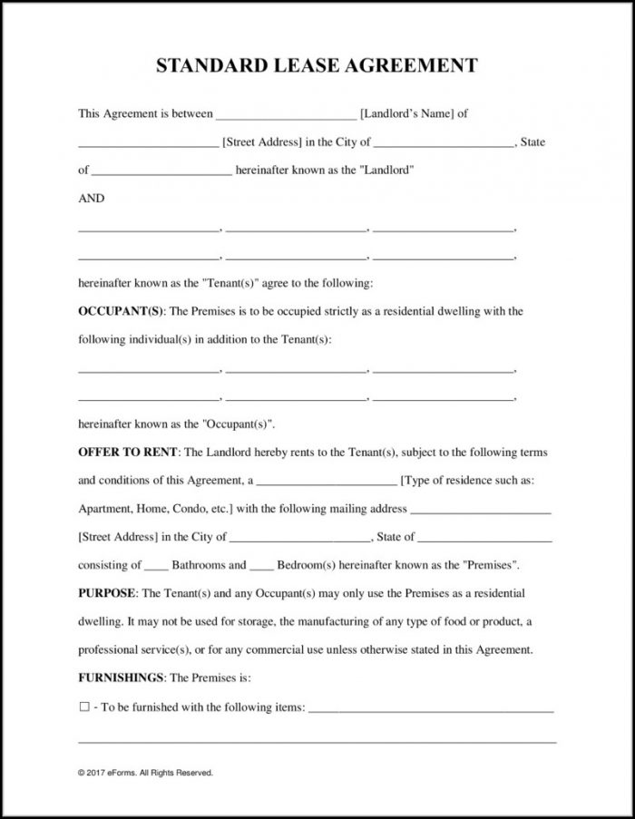 Blank Rental Lease Agreement Form Blank Rental Lease Agreement Form