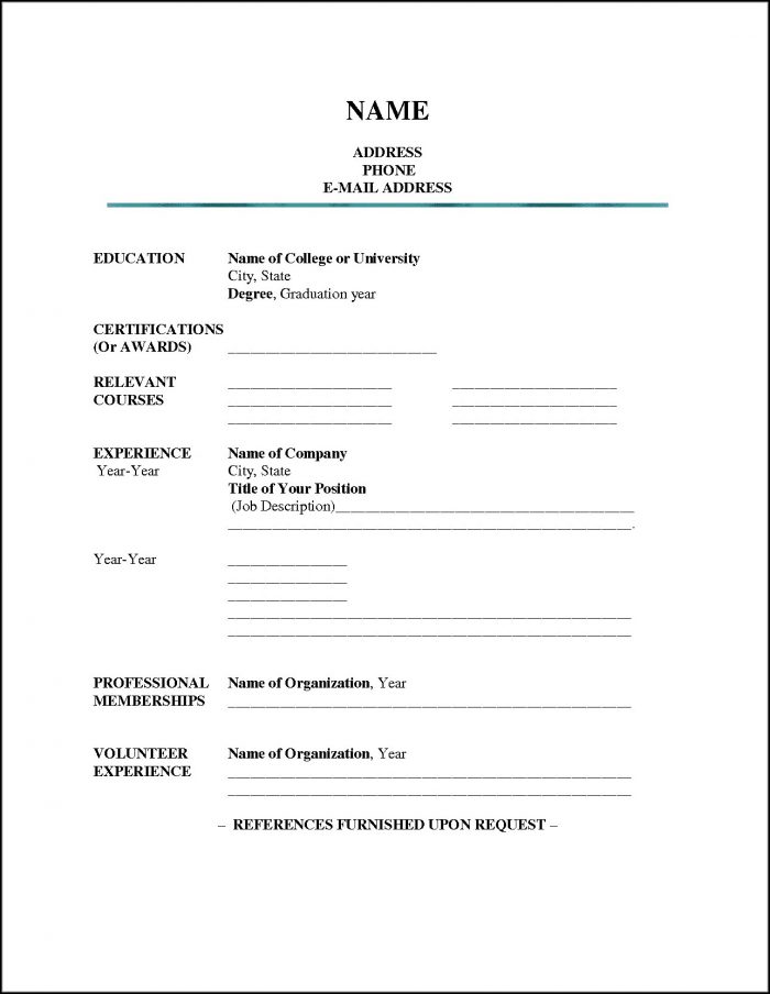 Blank Resume Format Download In Ms Word Blank Resume Format Download In Ms Word