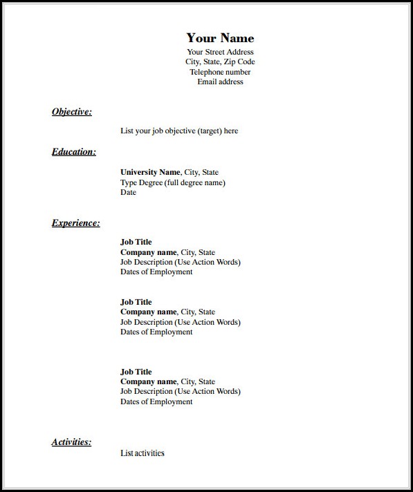 Blank Resume Pdf Download Blank Resume Pdf Download