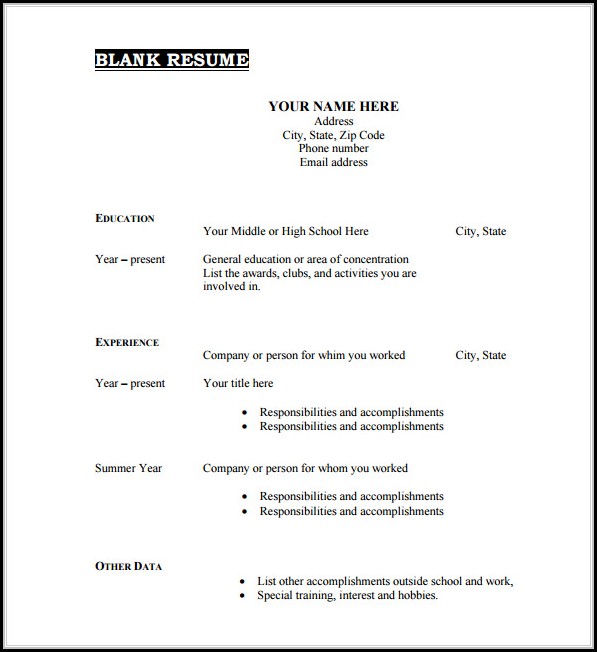 Blank Resume Templates Free Blank Resume Templates Free
