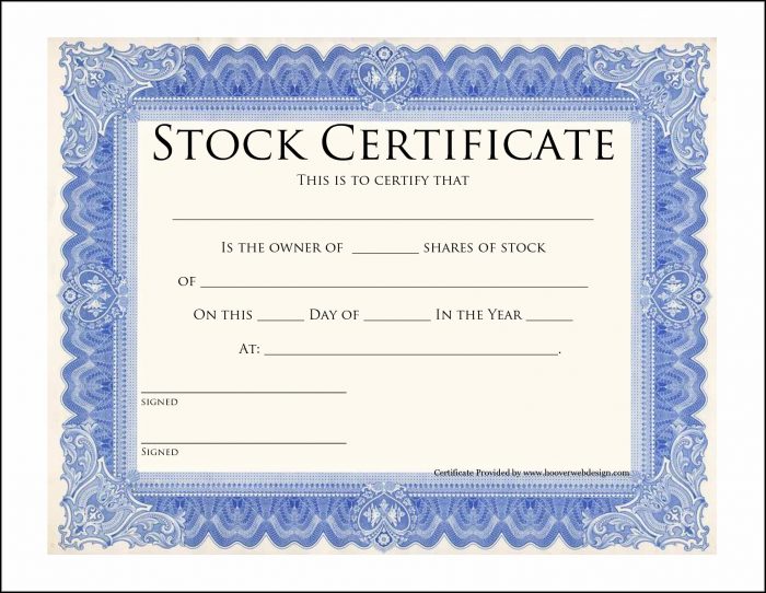 Blank Stock Certificate Template Blank Stock Certificate Template