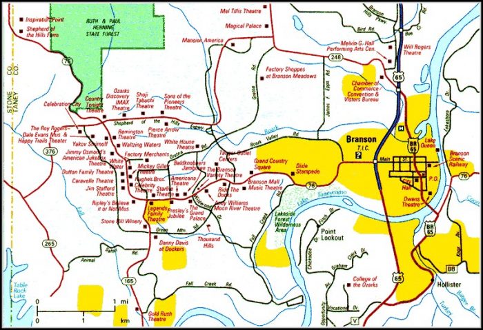 Branson Missouri Attractions Map Branson Missouri Attractions Map