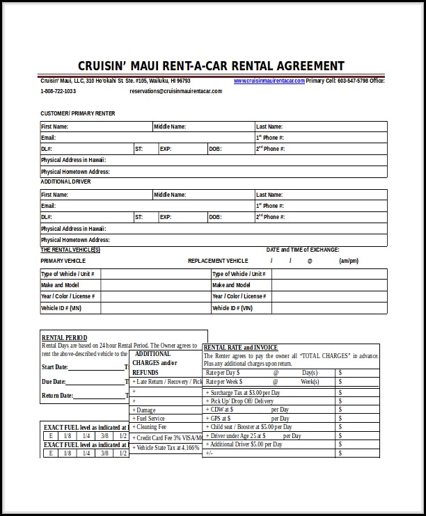 Car Rental Agreement Form Template Car Rental Agreement Form Template