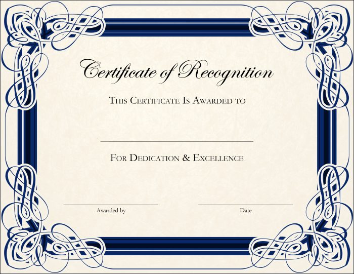Certificates Of Recognition Templates Certificates Of Recognition Templates