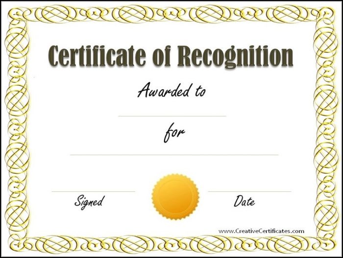 Certificates Of Recognition Templates Free Certificates Of Recognition Templates Free