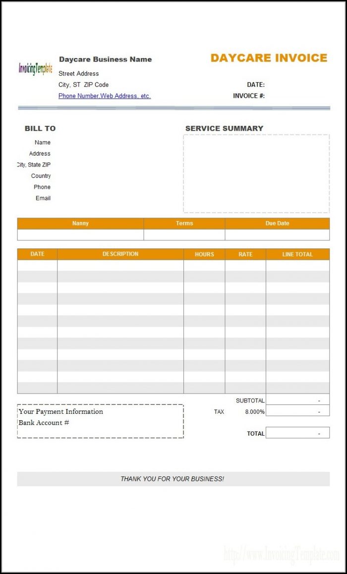 Child Care Invoice Template Child Care Invoice Template