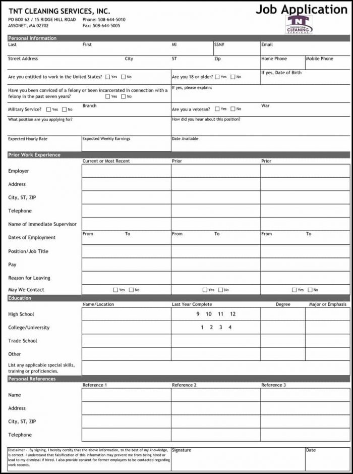 Cleaning Job Application Template Cleaning Job Application Template