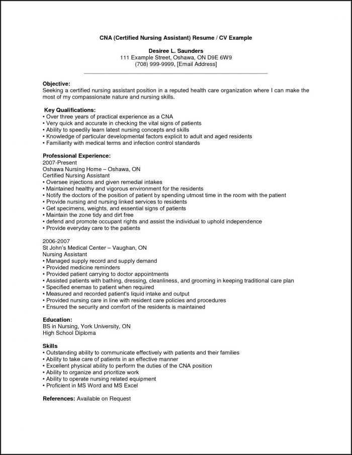Cna Resume Template No Experience Cna Resume Template No Experience