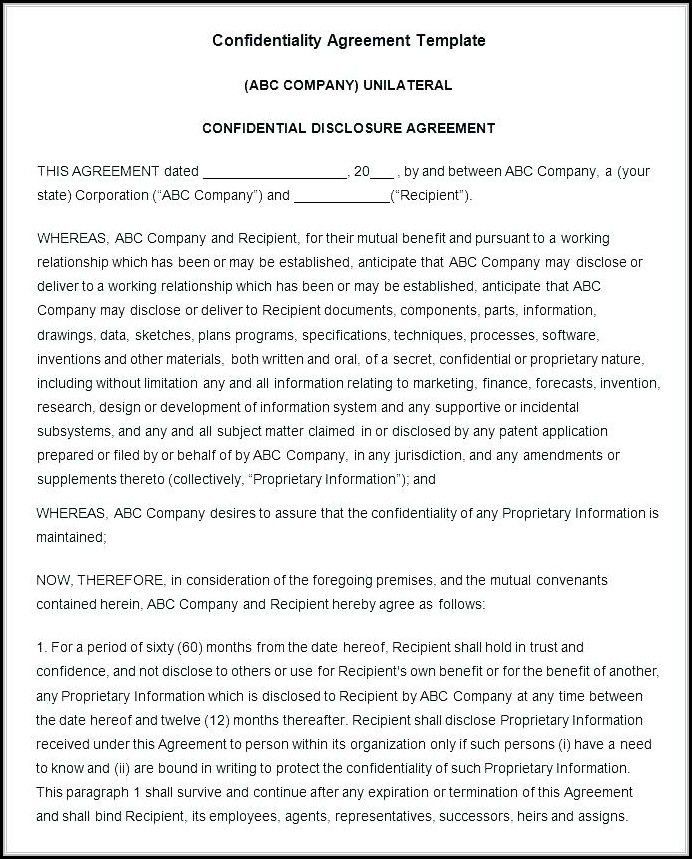 Confidential Disclosure Agreement Template Free Confidential Disclosure Agreement Template Free