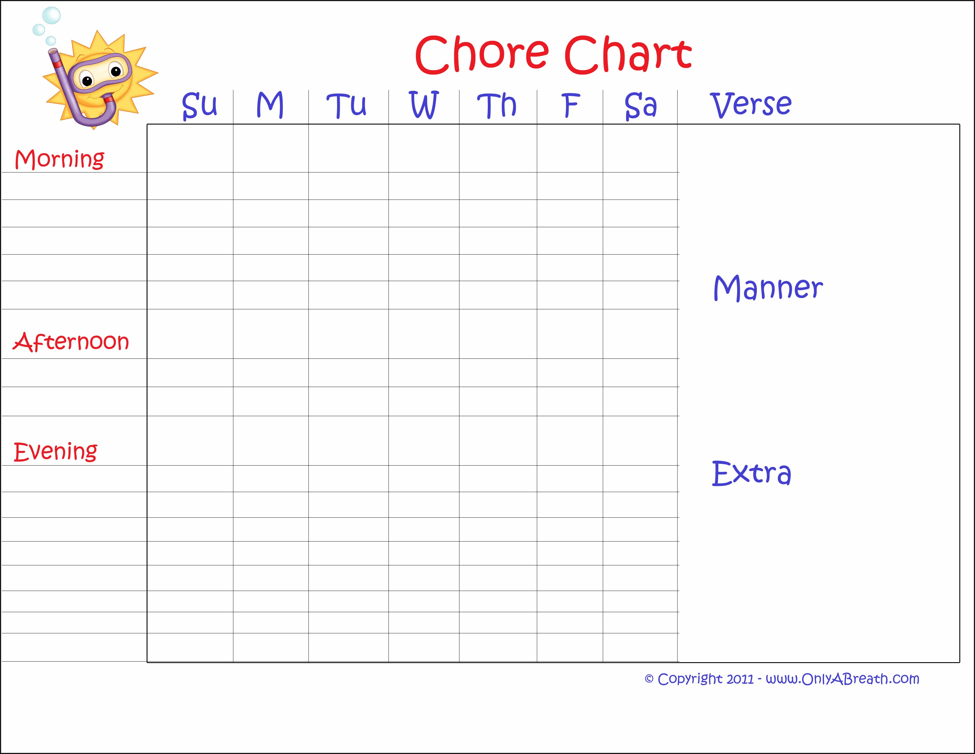 Customizable Chore Chart Template