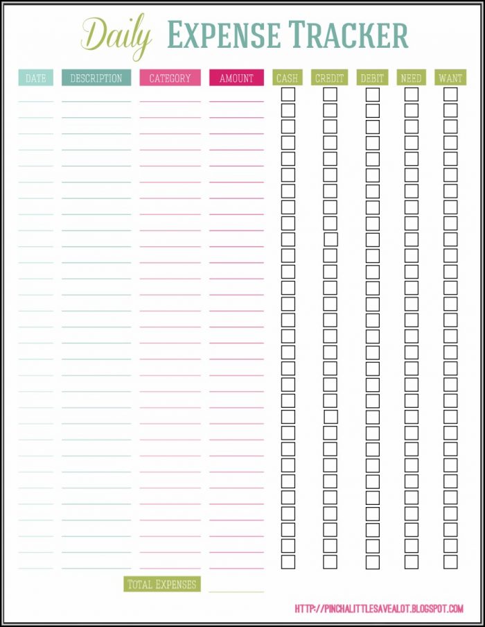 Daily Expense Tracker Template Daily Expense Tracker Template