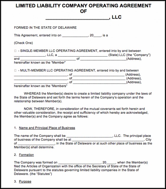 Delaware Operating Agreement Template Delaware Operating Agreement Template