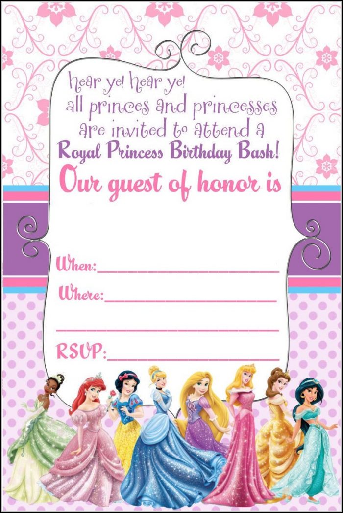 Disney Princess Birthday Invitation Template Disney Princess Birthday Invitation Template