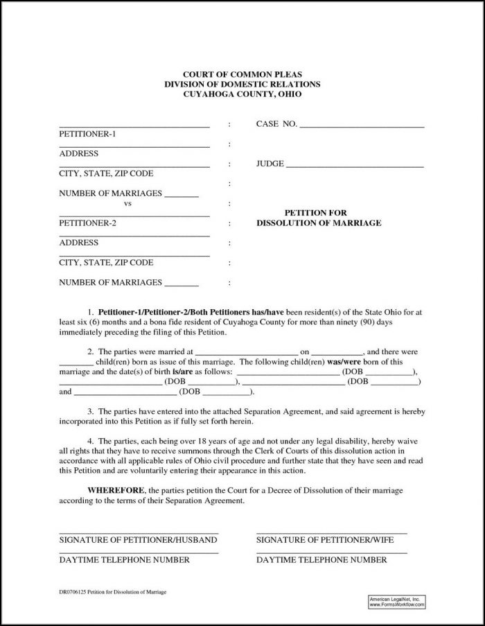 Dissolution Of Marriage Ohio Forms Dissolution Of Marriage Ohio Forms