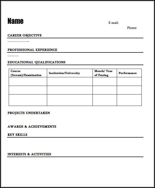 Download Resume Templates For Freshers Download Resume Templates For Freshers