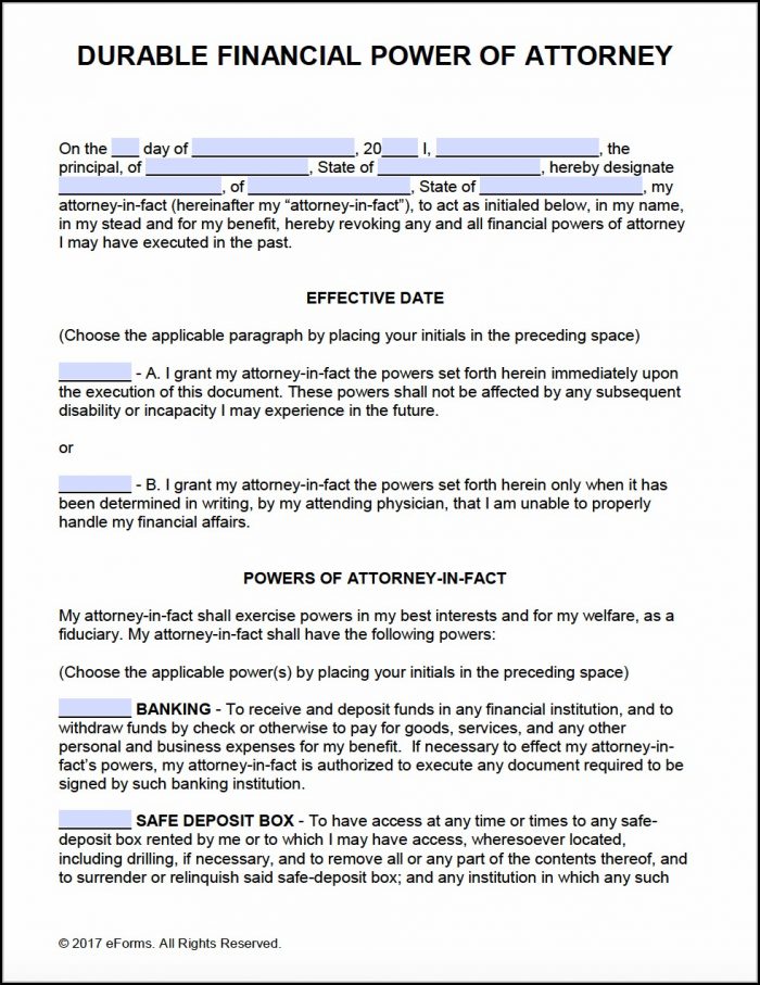 Durable Power Of Attorney Forms Durable Power Of Attorney Forms