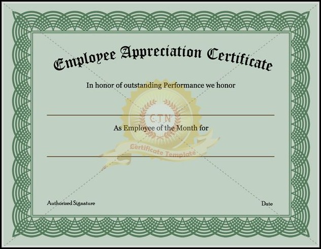Employee Recognition Certificate Template Employee Recognition Certificate Template