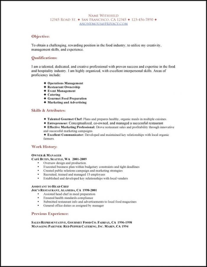 Examples Of Resumes For Restaurant Jobs Examples Of Resumes For Restaurant Jobs