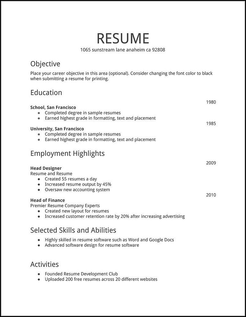 Examples Of Simple Resumes For Jobs Examples Of Simple Resumes For Jobs