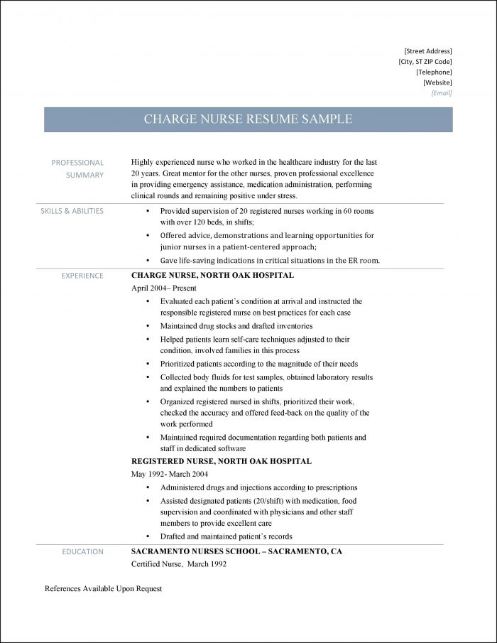 Experienced Nurse Resume Template Experienced Nurse Resume Template