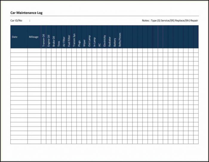 Fleet Maintenance Log Template Fleet Maintenance Log Template