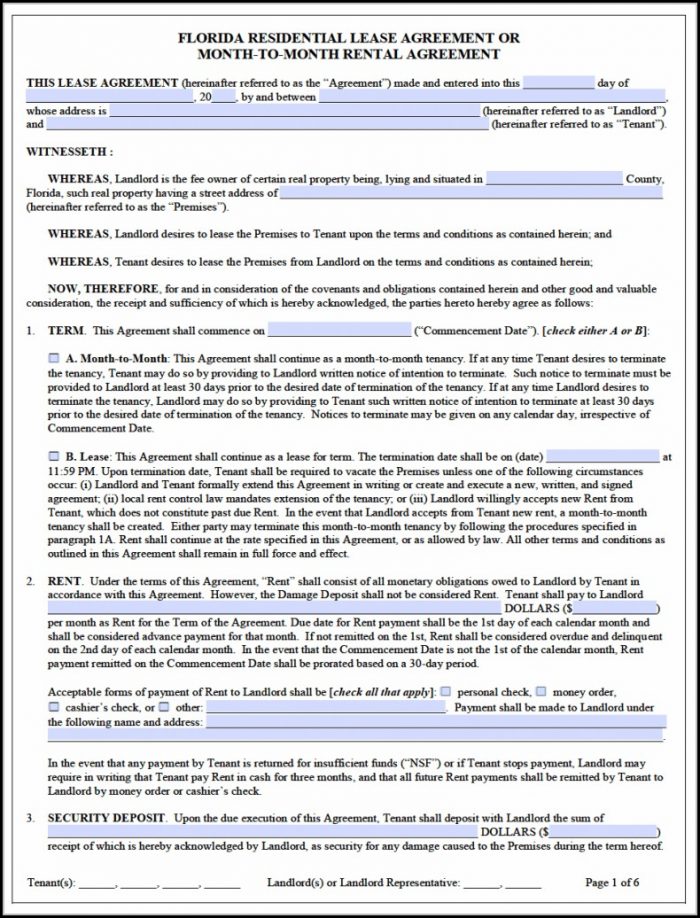 Florida Lease Agreement Template Florida Lease Agreement Template