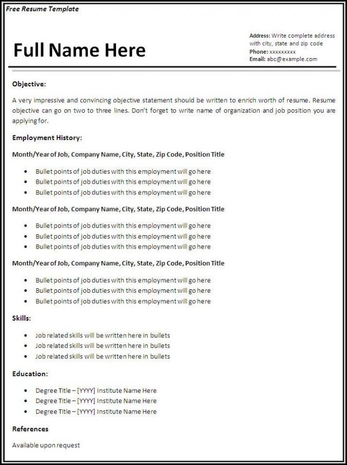 Free Basic Resume Templates Download Free Basic Resume Templates Download